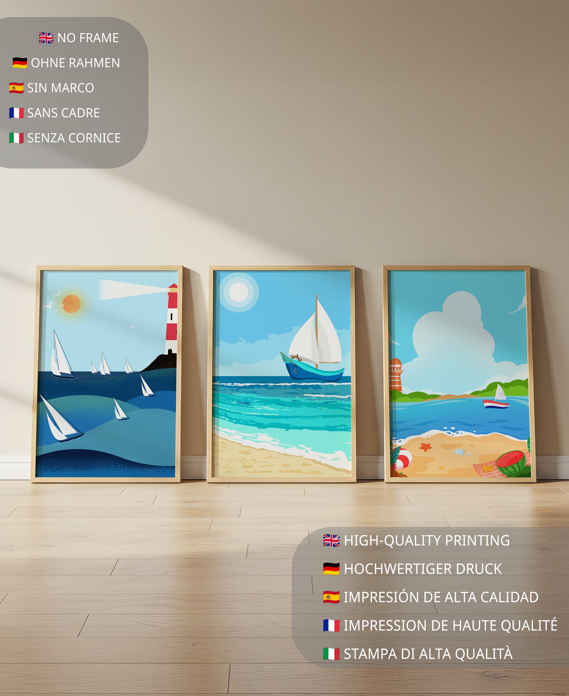 Conjunto De Ilustraciones Náuticas En Estilo Minimalista