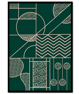 Geometric Abstract Art with Circle and Line Patterns