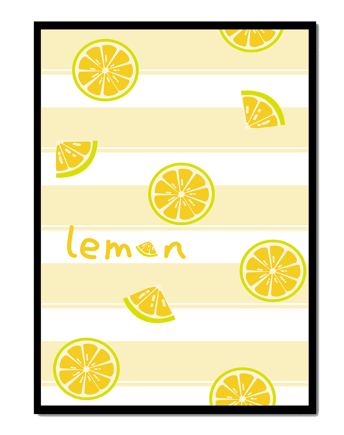 Yellow lemon slices pattern with bold stripes