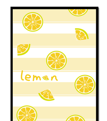 Yellow lemon slices pattern with bold stripes
