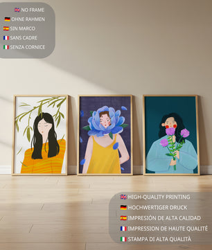 Ensemble de trois illustrations modernes sans cadre
