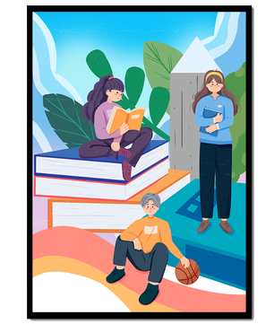 Illustration éducative d’enfants s’adonnant à la lecture de livres