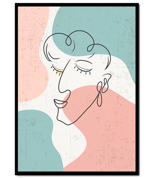 Abstract Line Art Face On Pastel Background - Mi tienda