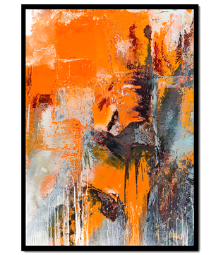 Arte abstracto texturizado en naranja y gris