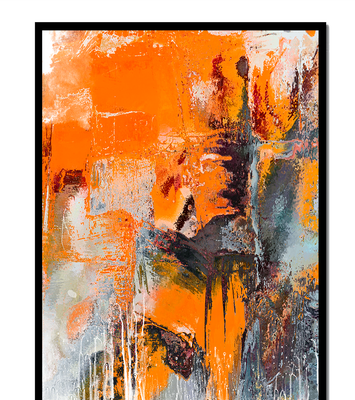 Abstract Orange and Grey Textured Art