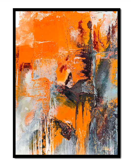 Abstract Orange and Grey Textured Art