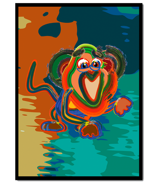 Ilustración abstracta y colorida de un mono con pinceladas audaces