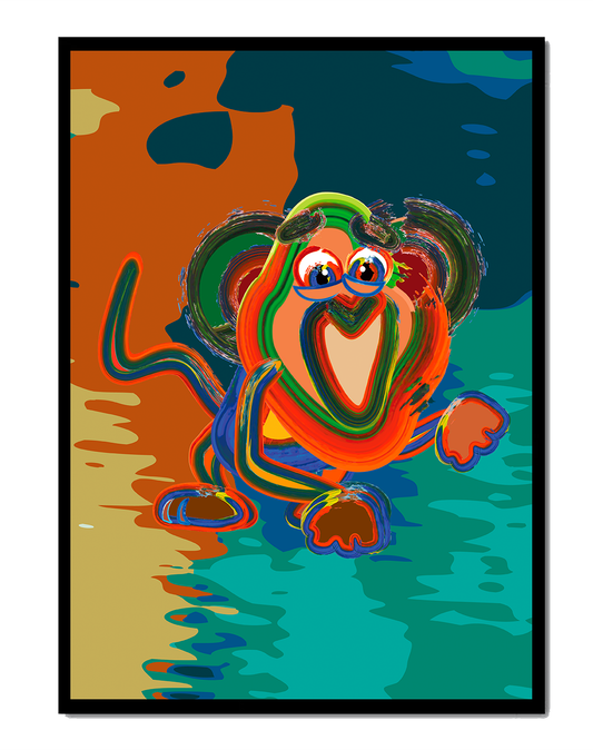 Colorful abstract monkey illustration with bold brush strokes
