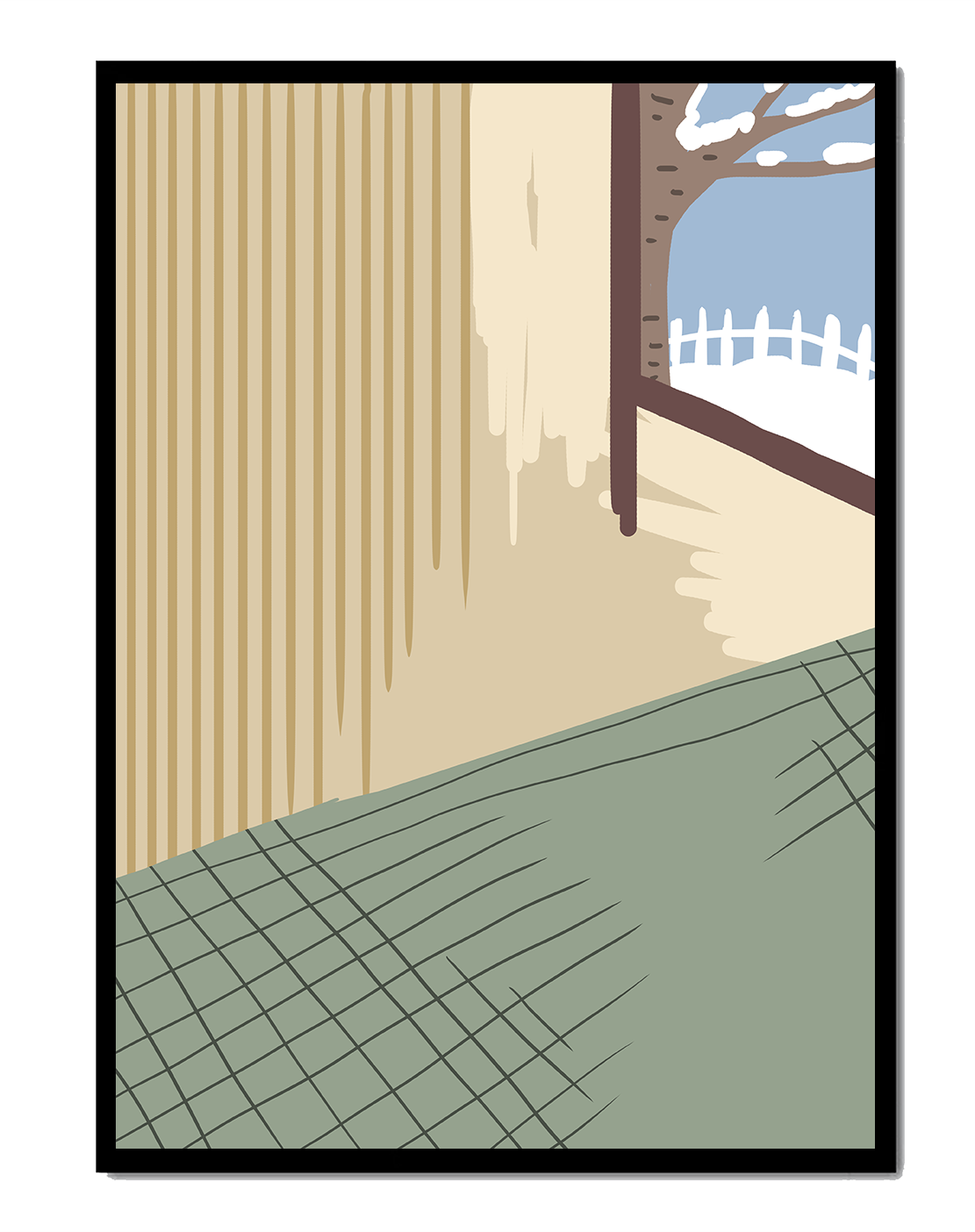 Interior Scene with Winter View Through a Window