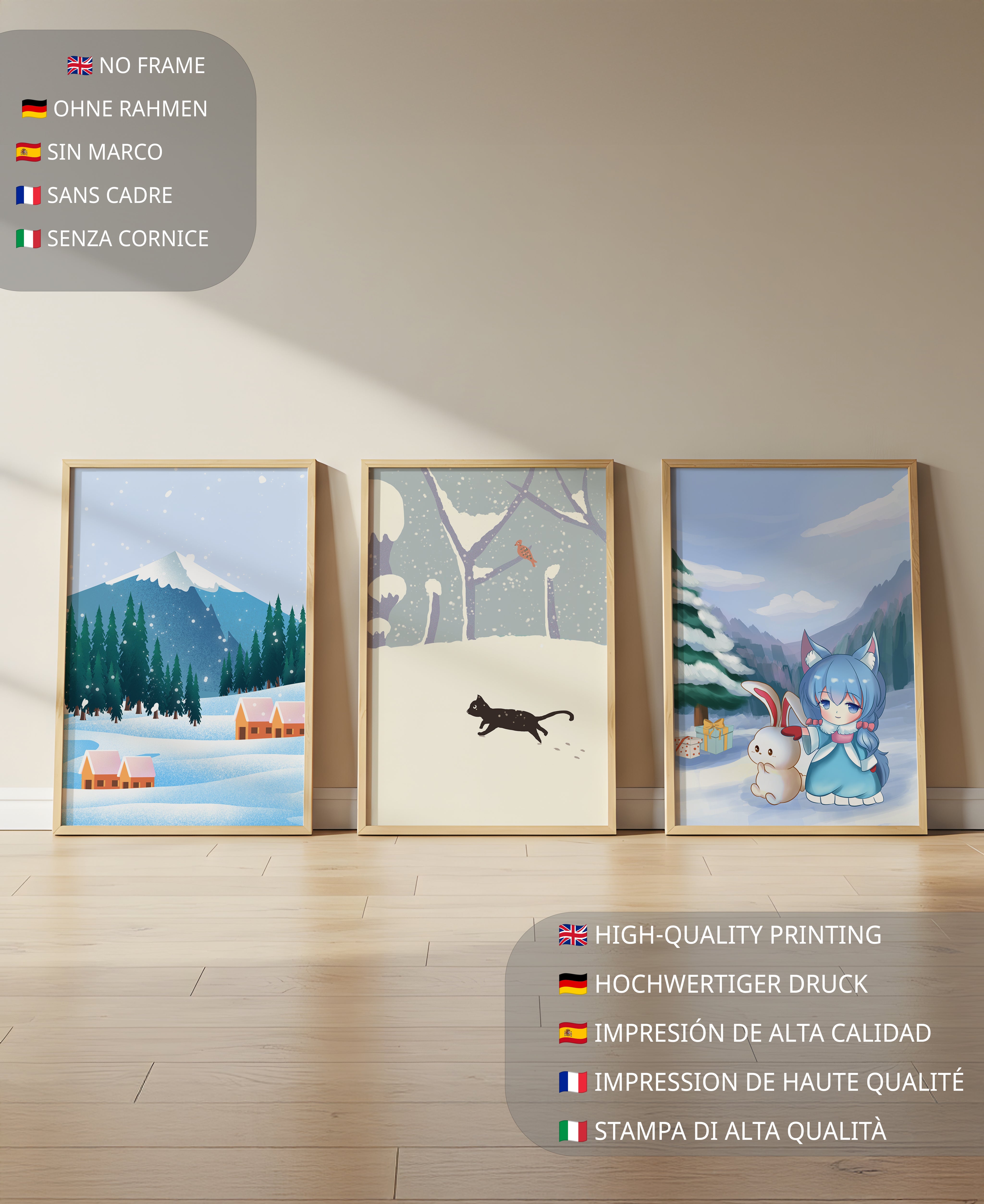 Paysages enneigés et personnage fantastique en impression de haute qualité