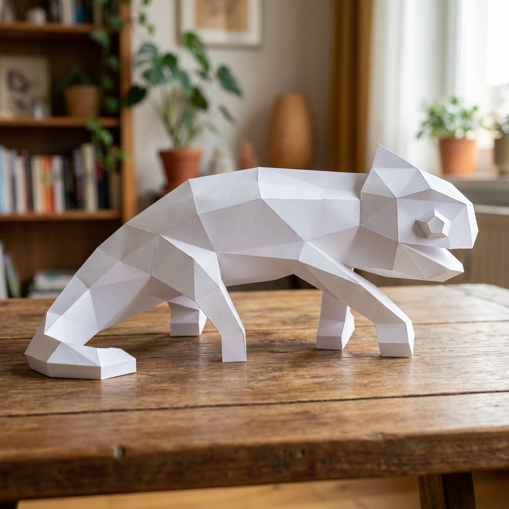 Chameleon Paper Sculpture - 34cm Large Lizard Decor - Low Poly Geometric Animal - 3D Papercraft Art - Modern Office Desk Decor - Reptile Gift - Mi tienda