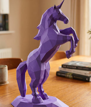 BIG Unicorn polygonal paper figure for assembly ONE meter – papercraft DIY craft, sculptural cardboard unicorn for modern home decoration - Mi tienda