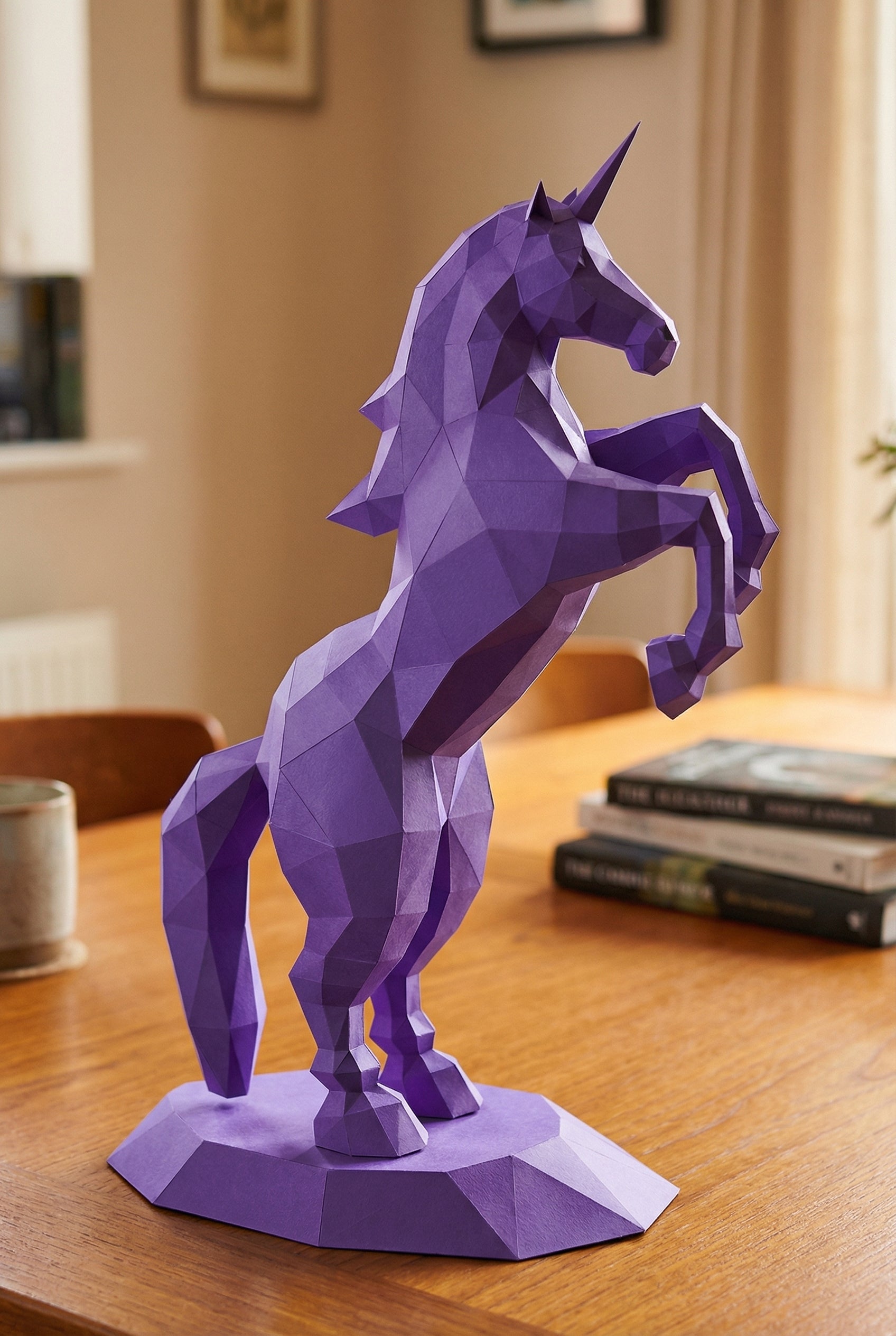 BIG Unicorn polygonal paper figure for assembly ONE meter – papercraft DIY craft, sculptural cardboard unicorn for modern home decoration - Mi tienda