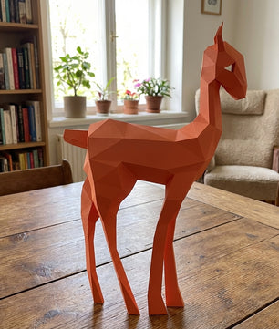 Kit DIY de papel poligonal papercraft 3D de cervatillo, 70x43x11 cm, 72 piezas – Ciervo de cartón geométrico, figura animal creativa para decoración de pared de habitación infantil