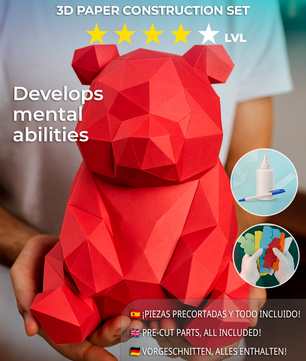 Figura constructor oso poligonal de papel, manualidad 3D para montar  26x21x21 — PaperCraft DIY PaperCraft DIY, hecha de cartulina de 180-200 g/m²