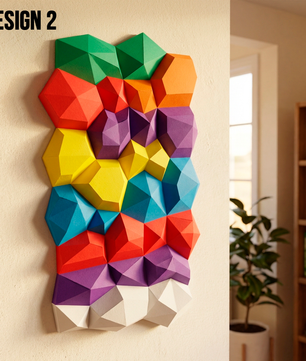 Modern 3D Papercraft Wall Panel - Geometric Low Poly Art Decor - Large DIY Sculpture for Living Room & Office (53cm) - Mi tienda