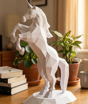 BIG Unicorn polygonal paper figure for assembly ONE meter – papercraft DIY craft, sculptural cardboard unicorn for modern home decoration - Mi tienda