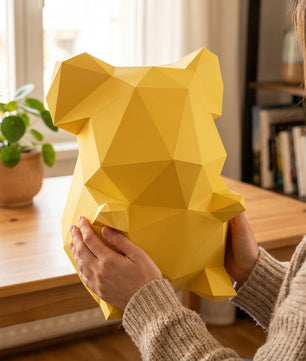 Own polygonal hamster papercraft – 3D modern geometric sculpture, 44 ready-to-fold pieces, size 30x26x20 cm, creative paper animal decor for any space - Mi tienda