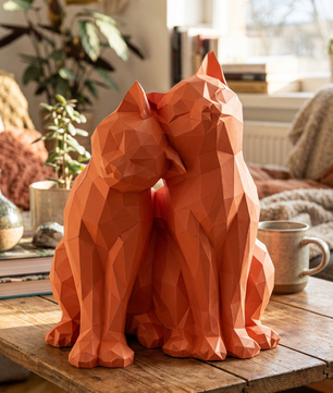 Figura constructor gatos poligonales de papel, manualidad 3D para montar 35x29x26 — PaperCraft DIY, figura de cartón para decoración del hogar