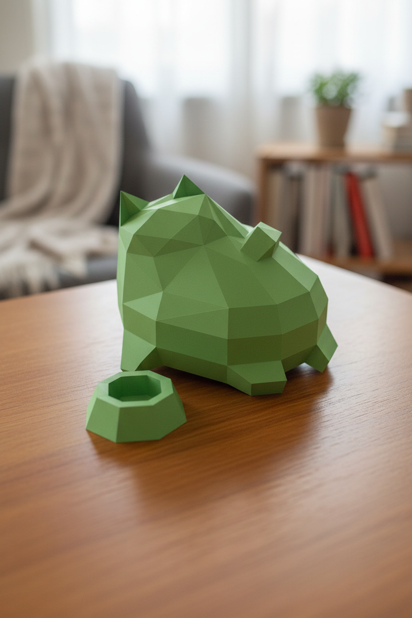 Polygonal paper cat builder figure in fun style, 3D craft for assembly 30 x 25 x 19 – papercraft DIY - Mi tienda