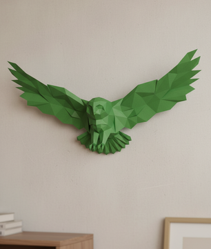 Figura decorativa: búho poligonal de papel con alas desplegadas 75x36x35, manualidades 3D para montar — PaperCraft DIY