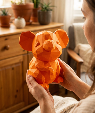 3D polygonal paper mouse for assembly 25 x 30 x 24 – decorative papercraft DIY kit, modern cardboard sculpture, geometric home decoration - Mi tienda