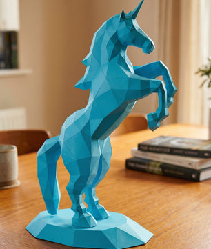 BIG Unicorn polygonal paper figure for assembly ONE meter – papercraft DIY craft, sculptural cardboard unicorn for modern home decoration - Mi tienda