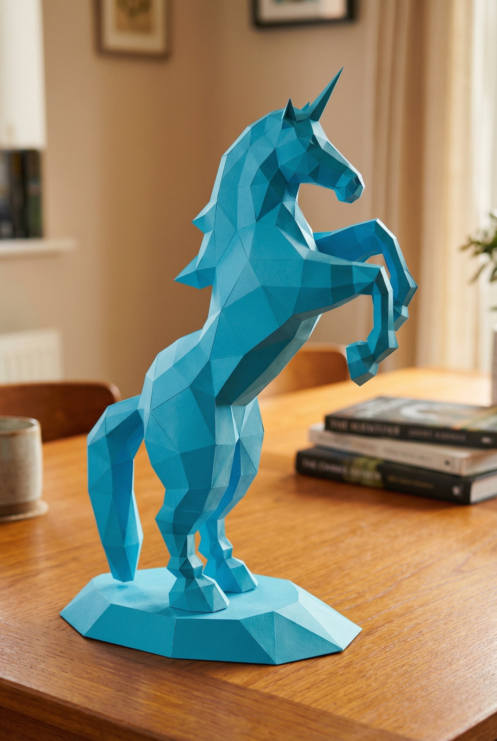 BIG Unicorn polygonal paper figure for assembly ONE meter – papercraft DIY craft, sculptural cardboard unicorn for modern home decoration - Mi tienda