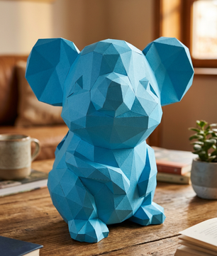 3D polygonal paper mouse for assembly 25 x 30 x 24 – decorative papercraft DIY kit, modern cardboard sculpture, geometric home decoration - Mi tienda