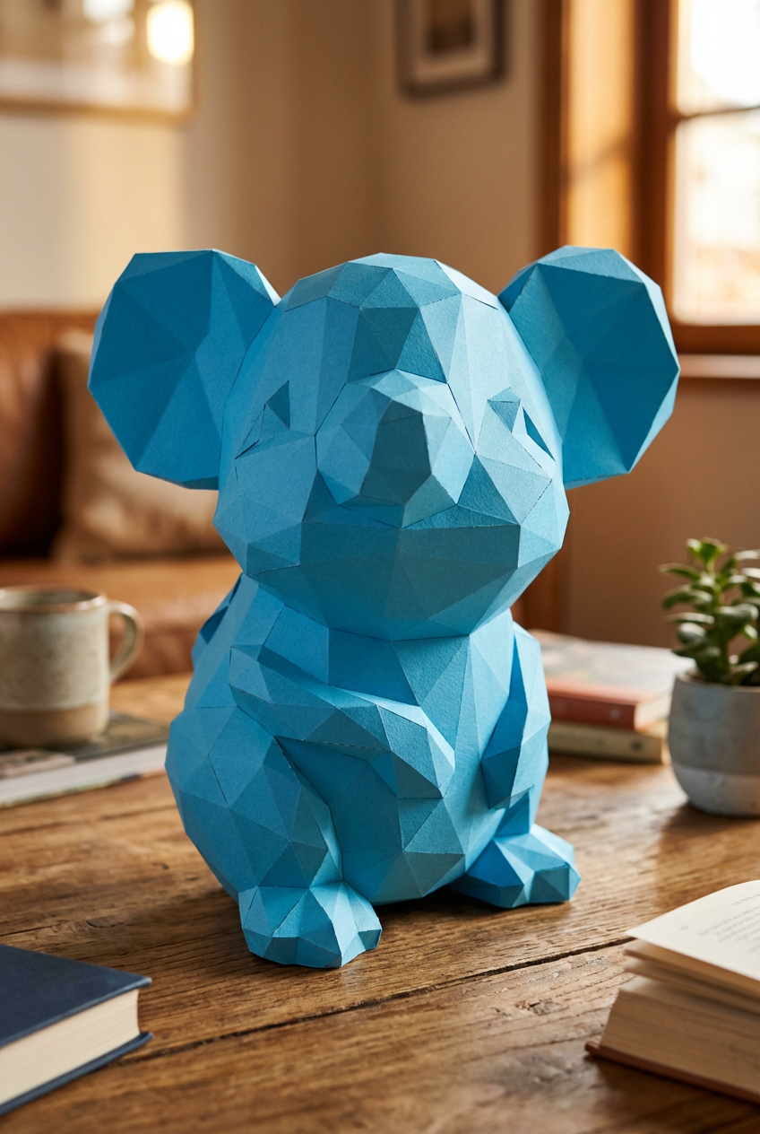 3D polygonal paper mouse for assembly 25 x 30 x 24 – decorative papercraft DIY kit, modern cardboard sculpture, geometric home decoration - Mi tienda