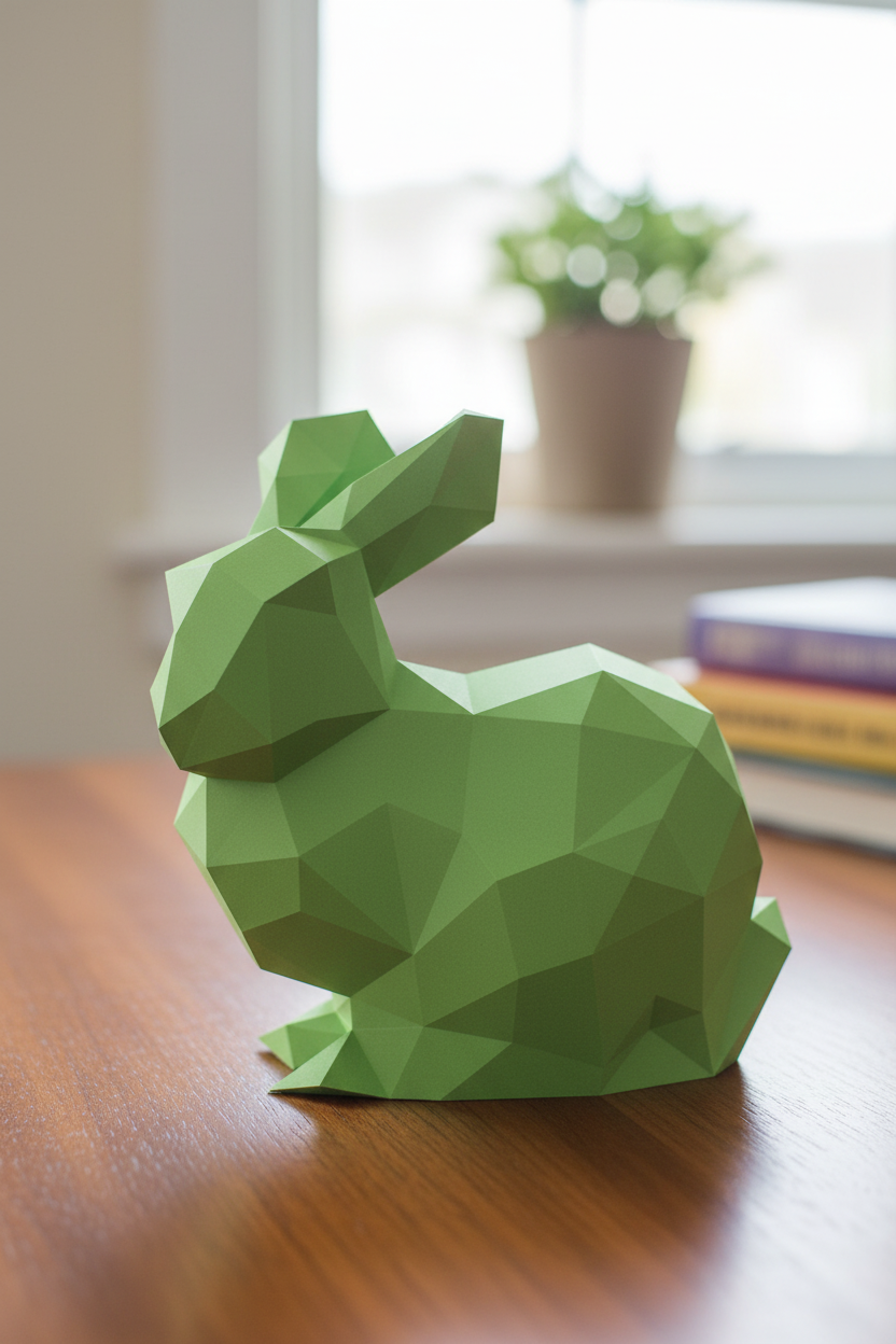 Figura constructor conejo poligonal de papel, manualidad 3D para montar 24X24X19 — PaperCraft DIY, figura de cartón para decoración del hogar