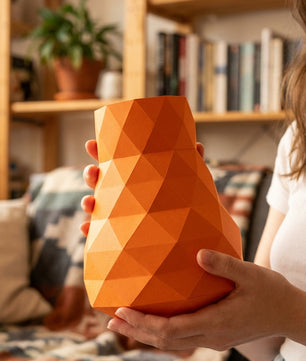 Jarrón de papel decorativo 3D 21 x 16 x 17 – recipiente poligonal para ensamblar, manualidad DIY, papel de 180 g, decoración moderna para el hogar