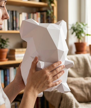 Own polygonal hamster papercraft – 3D modern geometric sculpture, 44 ready-to-fold pieces, size 30x26x20 cm, creative paper animal decor for any space - Mi tienda