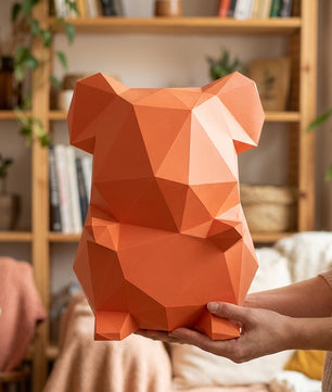Own polygonal hamster papercraft – 3D modern geometric sculpture, 44 ready-to-fold pieces, size 30x26x20 cm, creative paper animal decor for any space - Mi tienda
