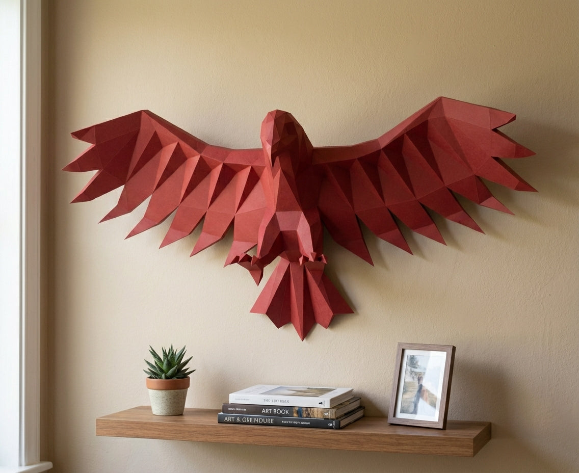 3D Eagle Wall Art Papercraft, Polygonal Bird Figure for Assembly – DIY Geometric Sculpture, Unique Home Decor for Creative Workspace - Mi tienda