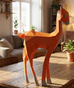 Kit DIY de papel poligonal papercraft 3D de cervatillo, 70x43x11 cm, 72 piezas – Ciervo de cartón geométrico, figura animal creativa para decoración de pared de habitación infantil
