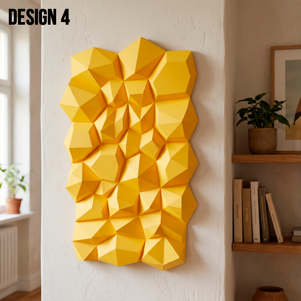 Modern 3D Papercraft Wall Panel - Geometric Low Poly Art Decor - Large DIY Sculpture for Living Room & Office (53cm) - Mi tienda