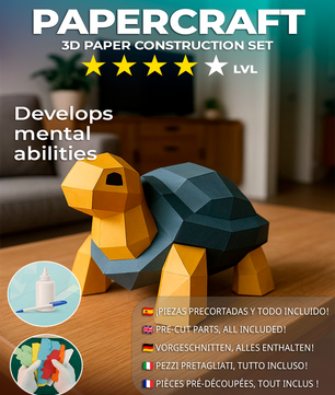 Figura constructor tortuga poligonal de papel, manualidad 3D para montar  21x20x30 — PaperCraft DIY, figura de cartón para decoración del hogar
