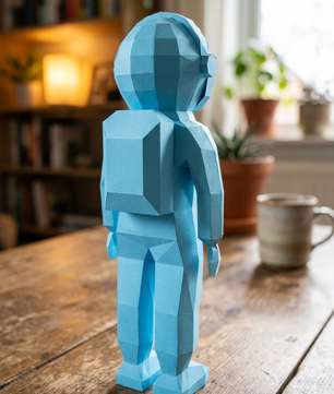3D polygonal paper astronaut figure for assembly 51 x 18 x 14 – decorative papercraft DIY kit, modern geometric sculpture for table or shelf - Mi tienda