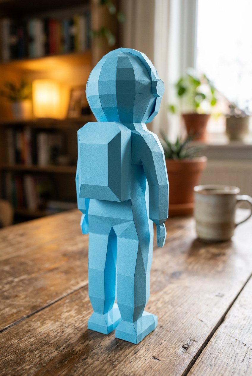 3D polygonal paper astronaut figure for assembly 51 x 18 x 14 – decorative papercraft DIY kit, modern geometric sculpture for table or shelf - Mi tienda