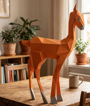 Kit DIY de papel poligonal papercraft 3D de cervatillo, 70x43x11 cm, 72 piezas – Ciervo de cartón geométrico, figura animal creativa para decoración de pared de habitación infantil