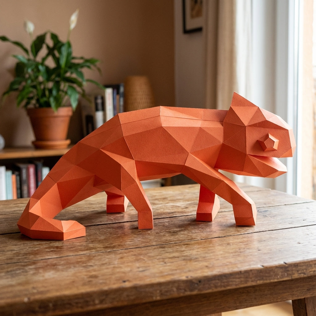 Chameleon Paper Sculpture - 34cm Large Lizard Decor - Low Poly Geometric Animal - 3D Papercraft Art - Modern Office Desk Decor - Reptile Gift - Mi tienda
