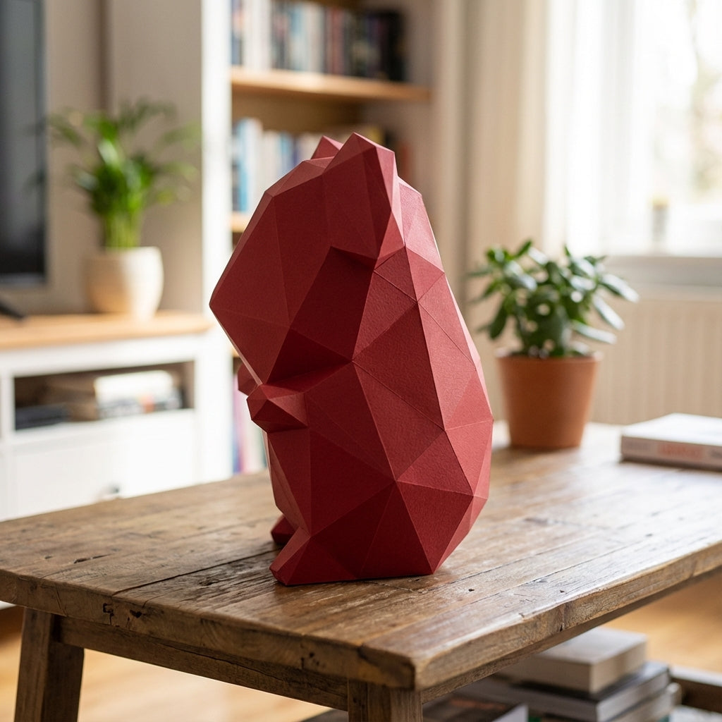 Own polygonal hamster papercraft – 3D modern geometric sculpture, 44 ready-to-fold pieces, size 30x26x20 cm, creative paper animal decor for any space - Mi tienda