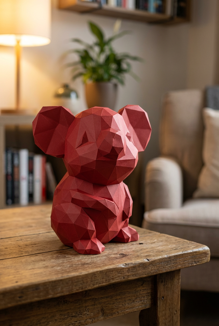 3D polygonal paper mouse for assembly 25 x 30 x 24 – decorative papercraft DIY kit, modern cardboard sculpture, geometric home decoration - Mi tienda