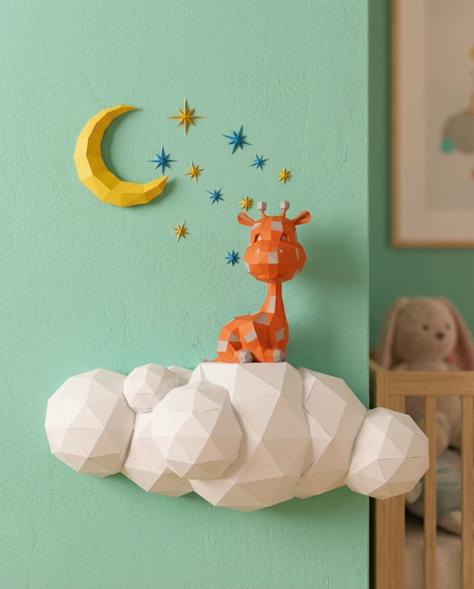 Ciervo pequeño 3D, figura de papel poligonal para ensamblar 42x32x11 – Manualidad DIY, ciervo de cartón escultórico para decoración de pared moderna