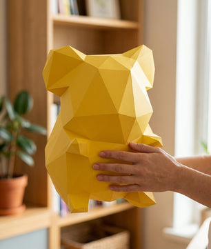 Own polygonal hamster papercraft – 3D modern geometric sculpture, 44 ready-to-fold pieces, size 30x26x20 cm, creative paper animal decor for any space - Mi tienda