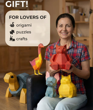 Ciervo pequeño 3D, figura de papel poligonal para ensamblar 42x32x11 – Manualidad DIY, ciervo de cartón escultórico para decoración de pared moderna