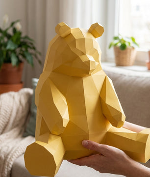 Polygonal panda papercraft, 3d geometric sculpture, 61-piece diy paper kit, 32x35x35 cm, modern handmade decor for home or office - Mi tienda