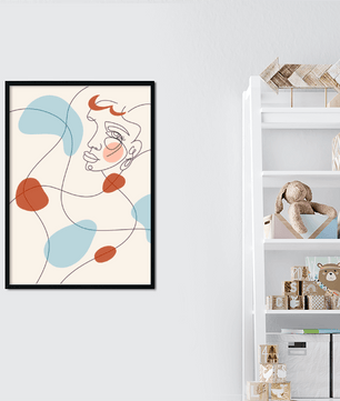 Minimalist abstract face line art with modern organic shapes in soft pastel tones - Mi tienda