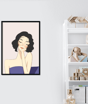 Minimalist modern wall art poster of a stylish woman in glasses | Elegant fashion illustration for home decor - Mi tienda